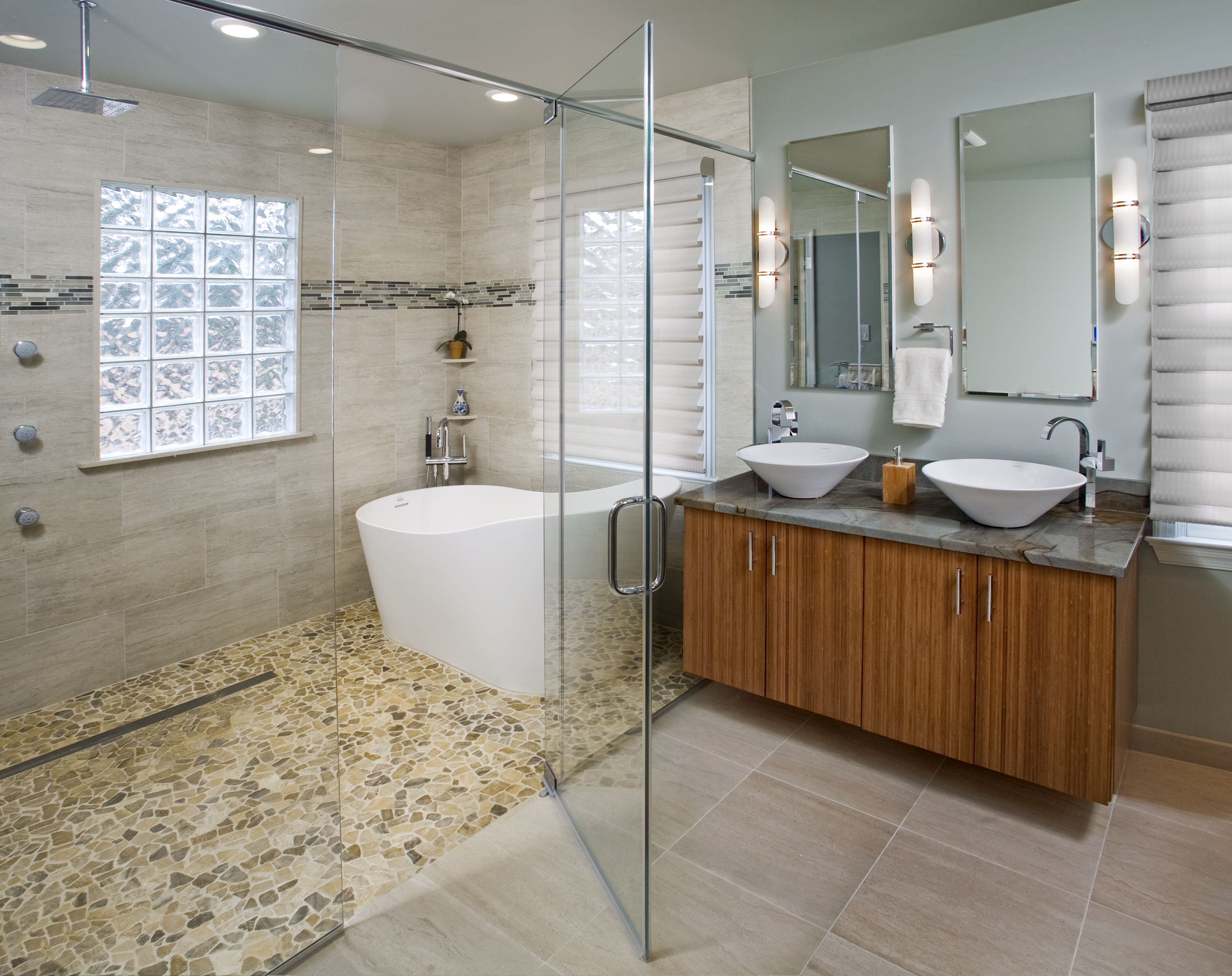 Contemporary Spa Master Bathroom- Wayne, PA