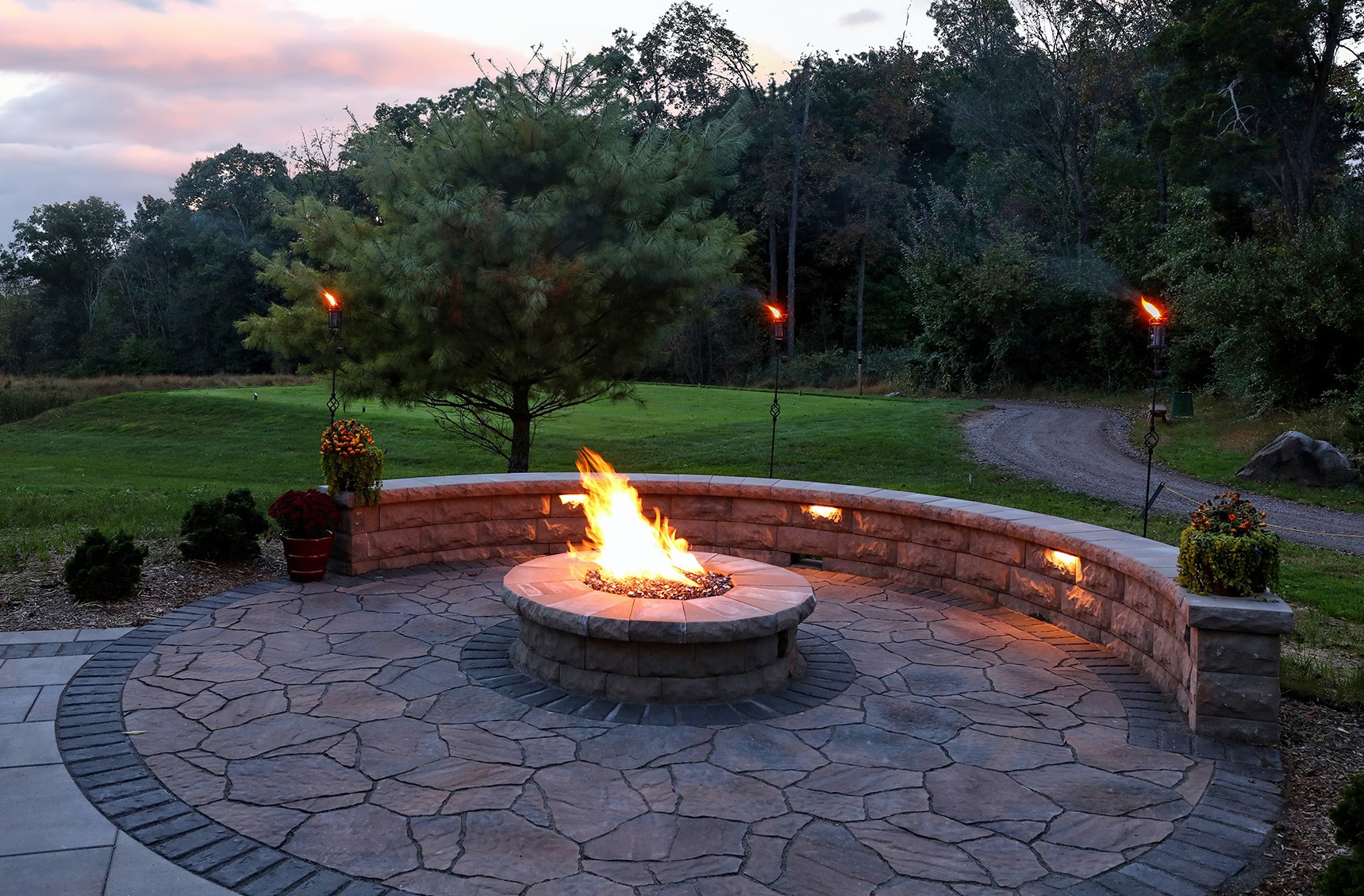 Firepit and Seating Wall
